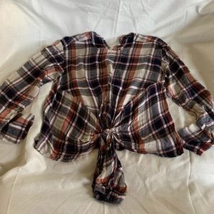 Flowy tie front flannel